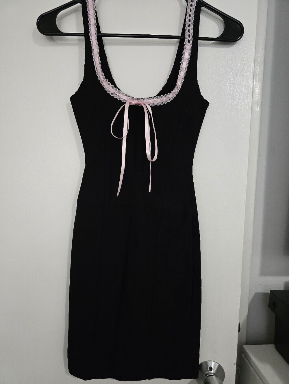 Windsor Black Mini Dress with Pink Trim
